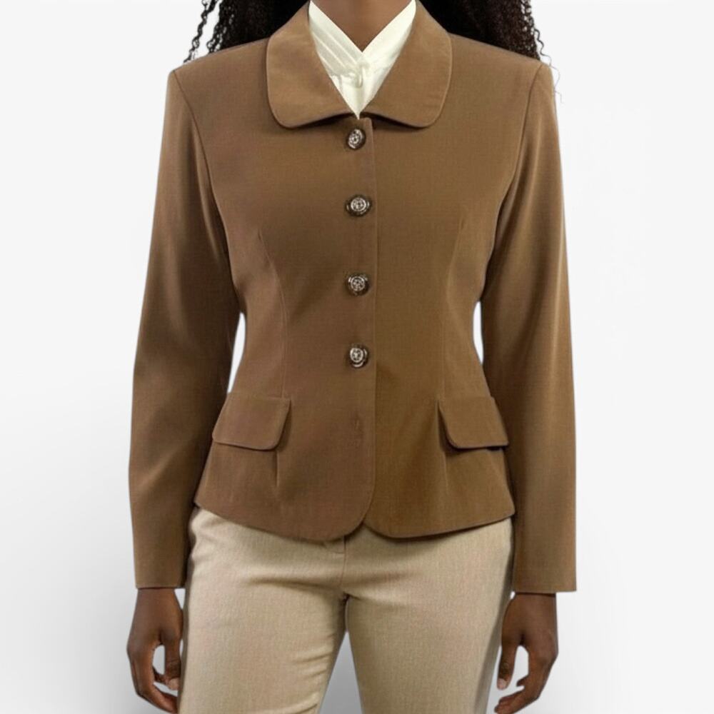 Vintage Sag Harbor Rust Brown Rounded Collar Structured Blazer Sz M
